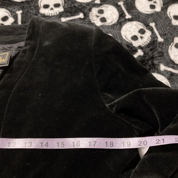 MARJORIE HAMILTON Vintage black velour open front jacket ~ MEDIUM LARGE blazer - Picture 6 of 12